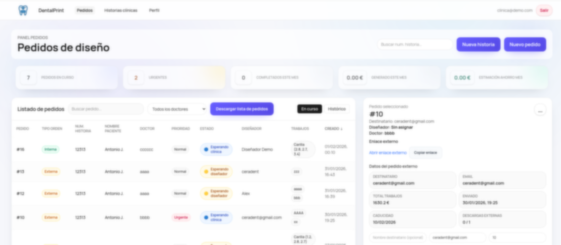 Panel de producción: detalle de un caso con trazabilidad